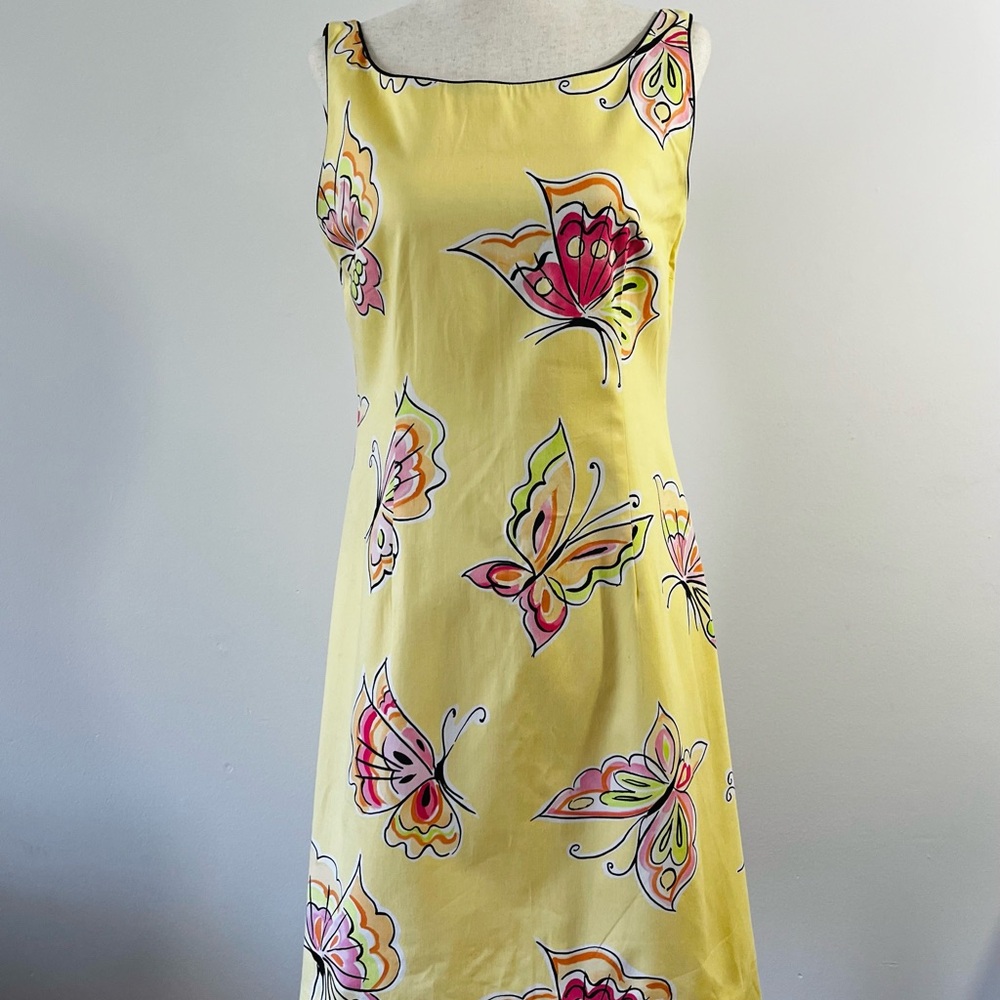 Yellow Butterfly Print Dress